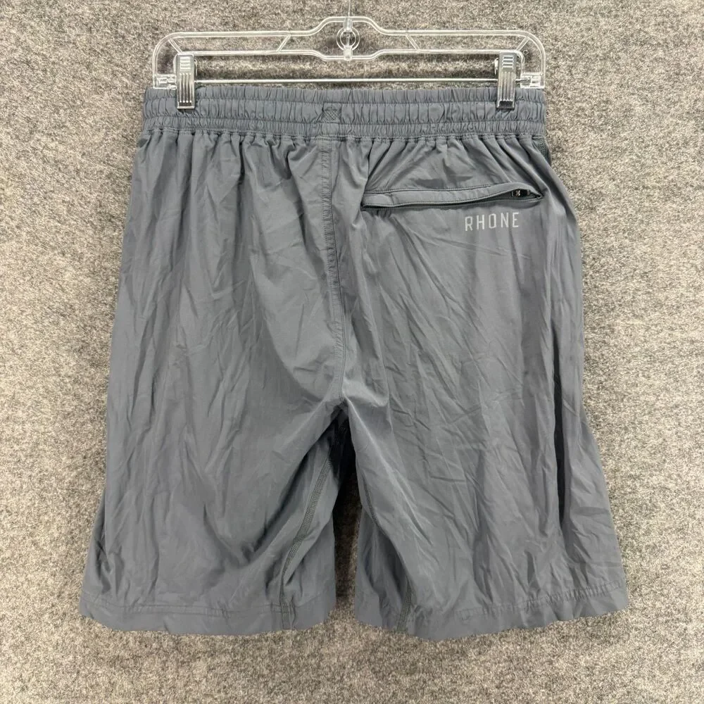Rhone Shorts Men S Small Gray Mid Rise Chino Drawstring Elastic Waist Pockets